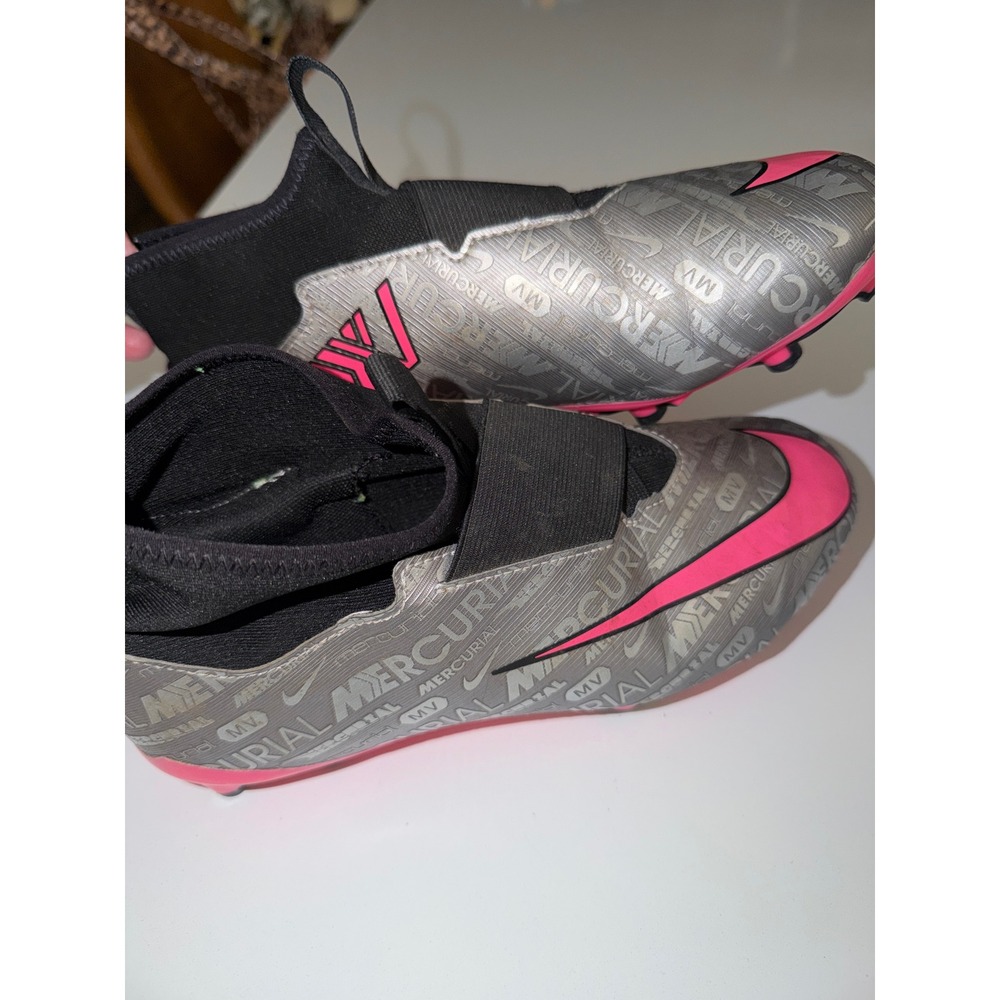 Nike Jr Mercurial Zoom Superfly 9 Academy Silver Pink Cleats FJ2034-060 Size 6Y